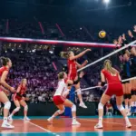 Polish women’s volleyball team preparing for a decisive European Championship match against Germany